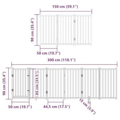 VidaXL Hondenhek inklapbaar met deur 9 panelen 450 cm populierhout wit