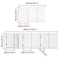 VidaXL Hondenhek inklapbaar met deur 9 panelen 450 cm populierhout wit - thumbnail