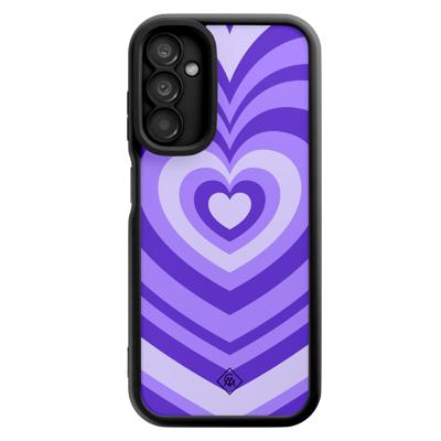 Samsung Galaxy A14 zwarte case - Hart swirl paars