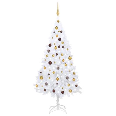 VidaXL Kunstkerstboom met verlichting en kerstballen 180 cm pvc wit