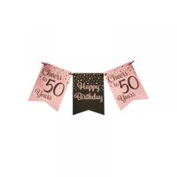 Verjaardagsslinger Vaandel 50 Jaar Roze/Zwart (6m) - thumbnail