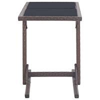 Tuintafel 110x53x72 cm glas en poly rattan bruin - thumbnail