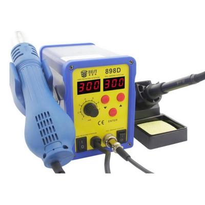 BESTE BST-898D 2 in 1 AC 220V 720W LED-Displayer spiraalvormige wind instelbare temperatuur loodvrije hete luchtpistool + soldeer station & soldeerbou