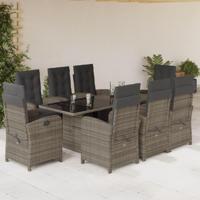 9-delige Tuinset met kussens poly rattan grijs - thumbnail
