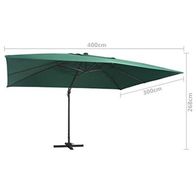VidaXL Zweefparasol met led en aluminium paal 400x300 cm groen