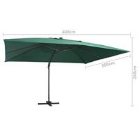 VidaXL Zweefparasol met led en aluminium paal 400x300 cm groen - thumbnail