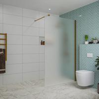 Fortifura Galeria inloopdouche - 120x200cm - mat glas - wandarm - Geborsteld koper PVD (Koper) SW797928/SW876702 - thumbnail