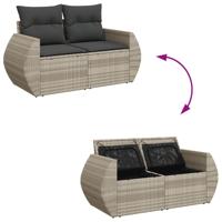 6-delige Loungeset met kussens poly rattan lichtgrijs - thumbnail