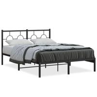 Bedframe met hoofdbord metaal zwart 135x190 cm - thumbnail