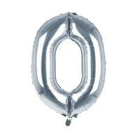 Cijfer Ballon '0' Zilver (100CM) - thumbnail