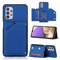 Voor Samsung Galaxy A32 5G Skin Feel PU + TPU + PC Back Cover Schokbestendig Hoesje met Kaartsleuven & Houder & Fotolijst (Blauw) - thumbnail