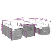 10-delige Loungeset met kussens poly rattan zwart - thumbnail