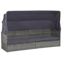 VidaXL Tuinbed met luifel 205x62 cm poly rattan grijs - thumbnail