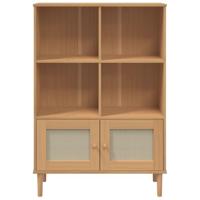 Boekenkast SENJA rattan-look 90x35x130 cm grenenhout bruin - thumbnail