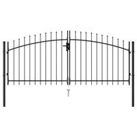 Poort met puntige bovenkant dubbel 3x1,25 m staal zwart - thumbnail