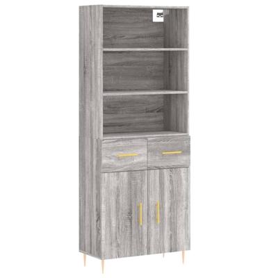 Hoge kast 69,5x34x180 cm bewerkt hout grijs sonoma eikenkleurig