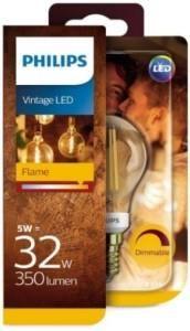 Philips LED kogel E27 5W Filament Flame Blister 5101570