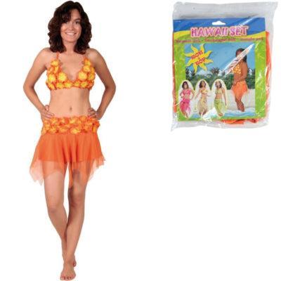 Folat hawai top en rok oranje one size | 12 stuks