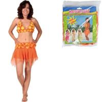 Folat hawai top en rok oranje one size | 12 stuks - thumbnail