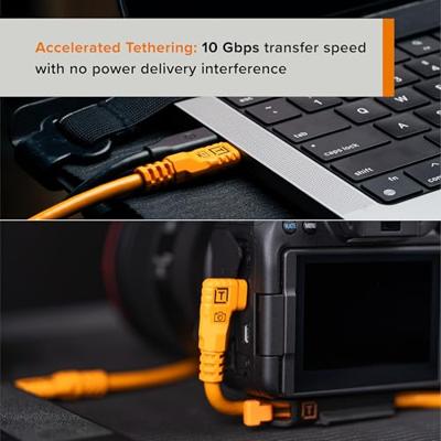 Tether Tools TetherPro Optima 10G USB-C, 15' (4.6m), straight to right black Tether Tools TetherPro Optima 10G USB-C, 15' (4.6m), straight to right black