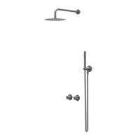 IVY Bond Regendoucheset - inbouw - symmetry - 2-weg stop-omstel - 40cm wandarm - 25cm medium hoofddouche - houder met uitlaat - 150cm doucheslang - 3-standen handdouche - Geborsteld metal black PVD CSB3GMBEAA - thumbnail