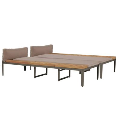 Ligbed met kussens massief acaciahout bruin