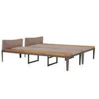 Ligbed met kussens massief acaciahout bruin - thumbnail