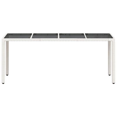 Tuintafel met glazen blad 190x90x75 cm poly rattan wit - thumbnail