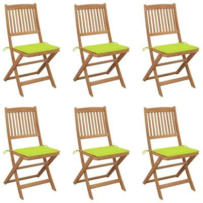 Tuinstoelen 6 st inklapbaar met kussens massief acaciahout