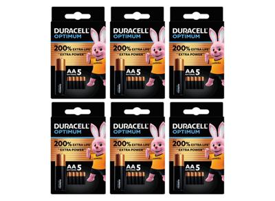 30 Duracell Optimum Alkaline AA batterijen