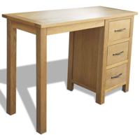 vidaXL Bureau met 3 lades 106x40x75 cm massief eikenhout - thumbnail