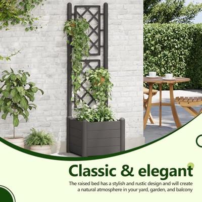 Plantenbak met latwerk 43x43x142 cm PP antracietkleurig