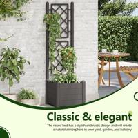 Plantenbak met latwerk 43x43x142 cm PP antracietkleurig - thumbnail