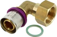 Bonfix Perskoppeling - 1x Alu-pers 1x Binnendraad - 2-delige kniekoppeling met losse fiberring - 1/2 x 16mm - thumbnail