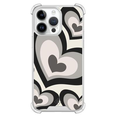 iPhone 14 Pro Max shockproof hoesje - Hart swirl zwart