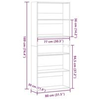 Boekenkast 80x30x189 cm bewerkt hout oud houtkleurig - thumbnail