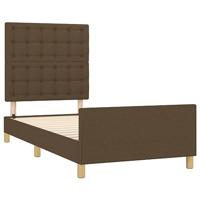 Bedframe met hoofdeinde stof donkerbruin 80x200 cm - thumbnail