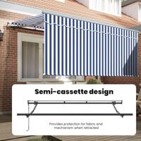 VidaXL Inklapbaar zonnescherm blauw en wit 300 x 200 cm - thumbnail
