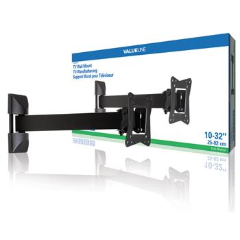 Muurbeugel zwart "10-32" 25-82cm 30kg