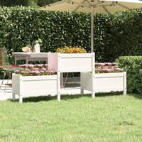 Plantenbak 178,5x44x75 cm massief grenenhout wit - thumbnail
