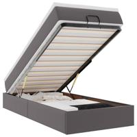 Ottoman bed met matras 90x200cm kunstleer grijs - thumbnail