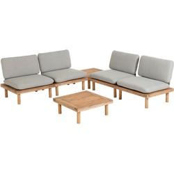 Kave Home Loungeset 'Viridis' 4 fauteuils + 2 tafels, Acaciahout Kave Home Loungeset 'Viridis' 4 fauteuils + 2 tafels, Acaciahout