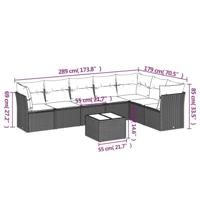 8-delige Loungeset met kussens poly rattan zwart - thumbnail