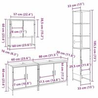 4-delige badkamermeubelset - Oud Hout - Geengineerd Hout - thumbnail