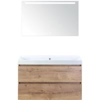 Maxx XL Badmeubelset 100 cm - Natuur Eiken - Wastafel Just Zonder Kraangat met LED Spiegel - thumbnail