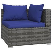 4-delige Loungeset met kussens poly rattan grijs - thumbnail