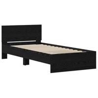 Bedframe met hoofdeinde Zwart eiken 90 x 200 cm Bewerkt hout - thumbnail