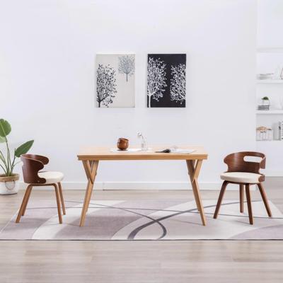 Eetkamerstoelen 2 st gebogen hout en kunstleer crmekleurig