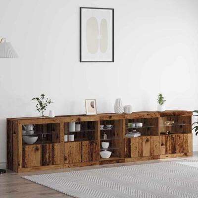 Dressoir Oud hout 283 x 37 x 67 cm Bewerkt hout