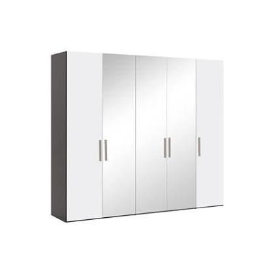 Goossens Kledingkast Easy Storage Ddk, Kledingkast 253 cm breed, 220 cm hoog, 2x draaideur en 3x spiegel draaideur midden Goossens Kledingkast Easy Storage Ddk, Kledingkast 253 cm breed, 220 cm hoog, 2x draaideur en 3x spiegel draaideur midden